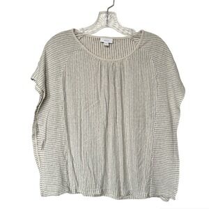 J. Jill Pure Jill Linen Blend Striped Beige‎ Blouse Womens S Boho Minimalist